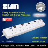 SUM 5-Way Portable Extension Socket Cable 3.0m with Neon and Surge Protector