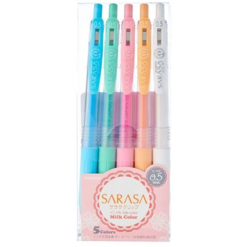 Zebra Sarasa Clip Milk Gel Ink Pen 0.5mm Retractable 5'S