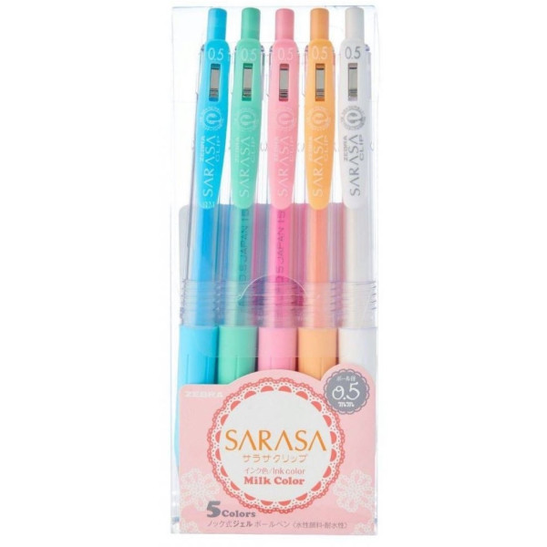 Zebra Sarasa Clip Milk Gel Ink Pen 0.5mm Retractable 5'S