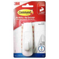 3M Command 17003B Damage-Free Hanging Bathroom Hook w/Water Resistant Strips Large 2.2kg