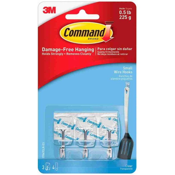 3M Command 17067CLR Damage-Free Hanging Clear Wire Toggle Hook Small 3'S 225g