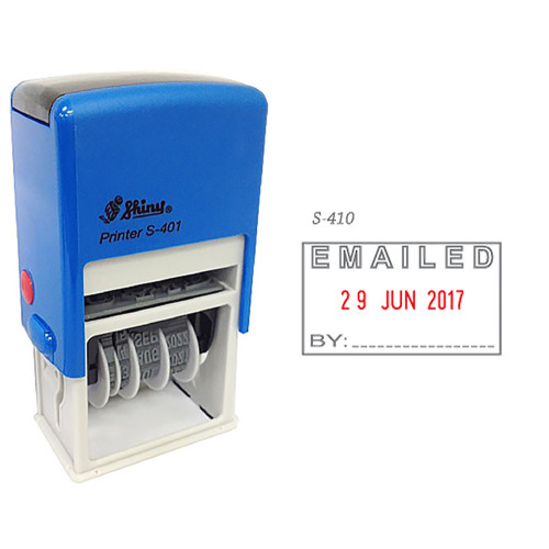 Shiny S-410 Self-Inking Date Stamp w/EMAILED (Blue/Red Ink)