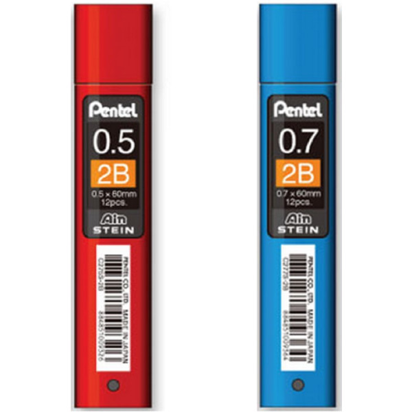 Pentel Ain Stein Pencil Lead 12'S 2B (0.5mm, 0.7mm)