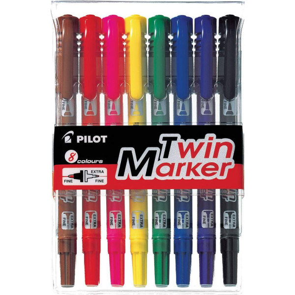 Pilot Permanent Twin Marker (Fine & Extra Fine) 8'S