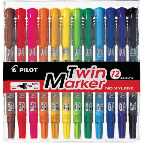 Pilot Permanent Twin Marker (Fine & Extra Fine) 12'S