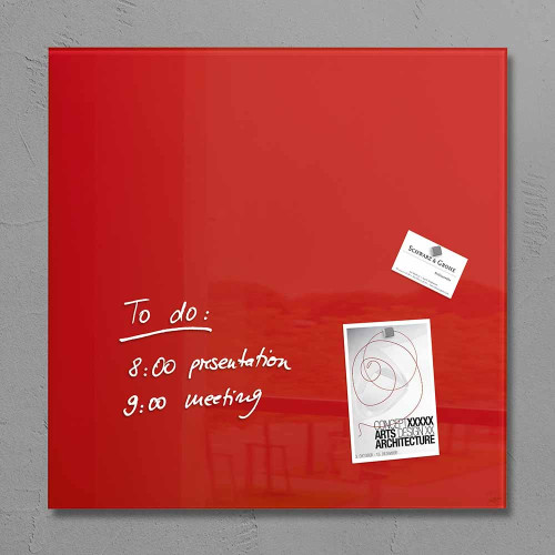 Sigel Magnetic Glass Board artverum (48 x 48 x 1.5cm) Red - With Installation