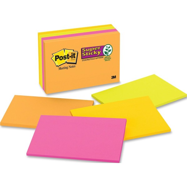 3M Post-it Super Sticky Notes 6445-SSP (4" x 6") 8'S