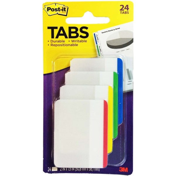 3M Post-it Tabs 686F-1 (2" x 1.5") Flat 4-Colour