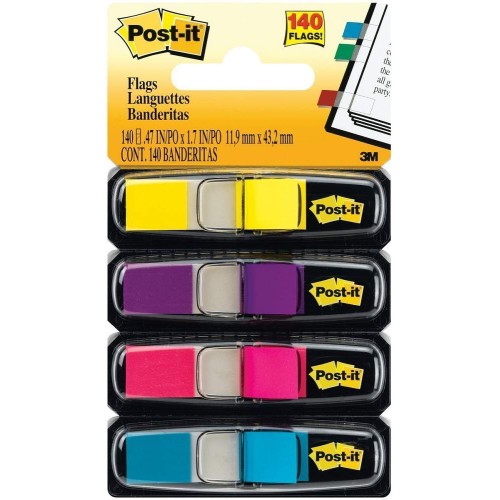 3M Post-it Flags 683-4AB (0.5" x 1.7") 4-Colour