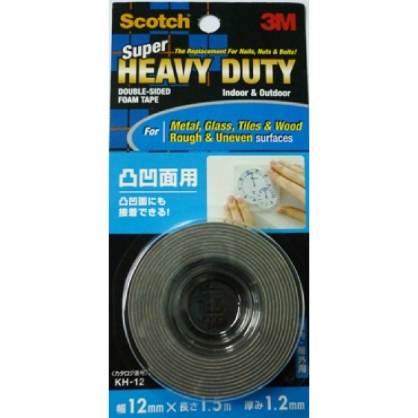 3M Scotch Super Heavy Duty Double-Sided Foam Tape KH-12 (12mm x 1.5m) Rough & Uneven Surfaces