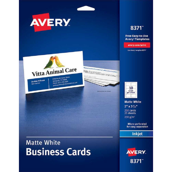 Avery Matte White Business Cards 250'S (2" x 3.5")