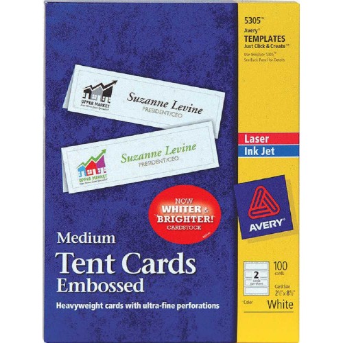 Avery Medium Tent Cards 100'S (2.5" x 8.5") Embossed