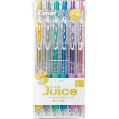 Pilot Juice Gel Ink Pen 0.5mm Retractable 6'S Metallic