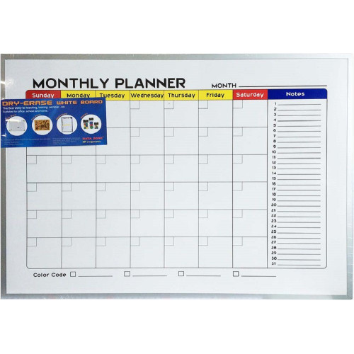 Magnetic Whiteboard w/Monthly Planner (45 x 60cm) Aluminium Frame