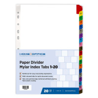 HnO Paper Divider Mylar Index Tabs (1-20) A4 Colour