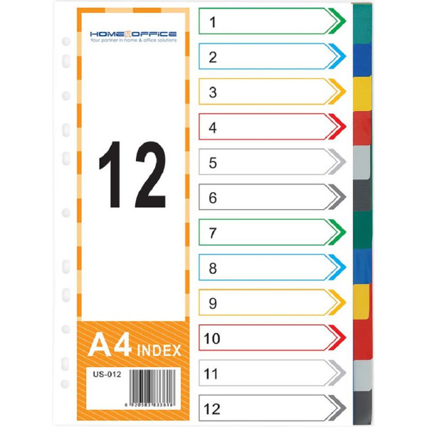 HnO PP Index Divider (12 Colour) A4