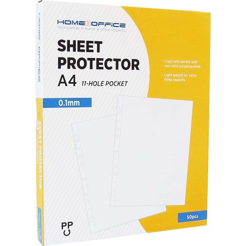 HnO 11-Hole Sheet Protector 0.10mm 50’S A4 Clear