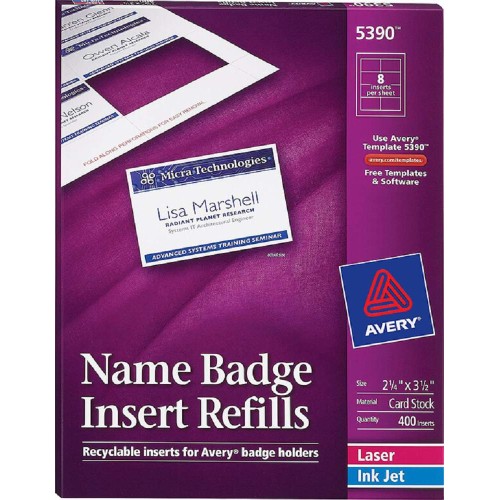 Avery Name Badge Insert Refills 400'S (2.25" x 3.5")