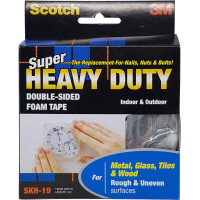 3M Scotch Super Heavy Duty Double-Sided Foam Tape SKH-19 (19mm x 4m) Rough & Uneven Surfaces