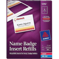 Avery Name Badge Insert Refills 300'S (3" x 4")