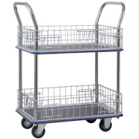 2-Tier Double-Handle Trolley Cart w/Mesh Basket (820 x 480 x 1010mm) 220kg