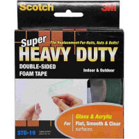 3M Scotch Super Heavy Duty Double-Sided Foam Tape STD-19 (19mm x 4m) Clear & Smooth Surfaces