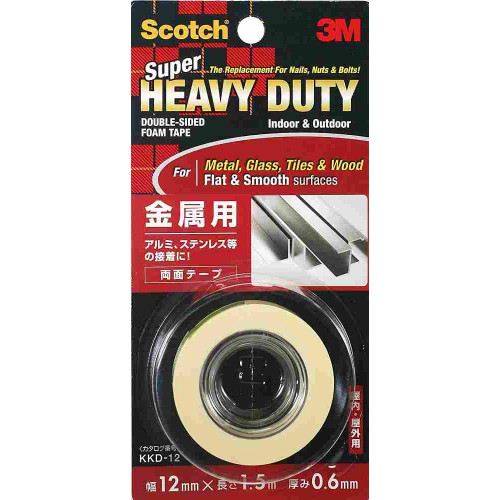 3M Scotch Super Heavy Duty Double-Sided Foam Tape KKD-12 (12mm x 1.5m) Flat & Smooth Surfaces