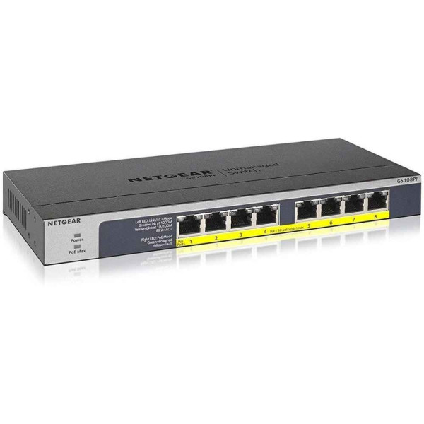 NETGEAR 8-Port PoE/PoE+ Gigabit Ethernet Unmanaged Flexible Switch GS108PP