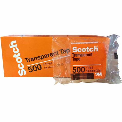 3M Scotch Transparent Tape (8 Rolls) 1" Core (18mm x 25m)