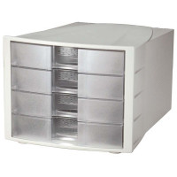 HAN File Cabinet 4 Drawers (368 x 294 x 235mm) Grey Clear