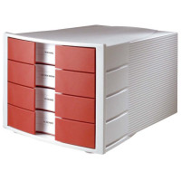 HAN File Cabinet 4 Drawers (368 x 294 x 235mm) Grey Red