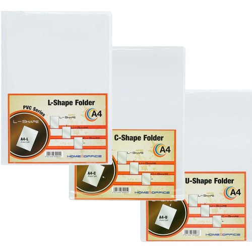 HnO PVC Clear Folder 25'S A4 (L-Shape, C-Shape, U-Shape)