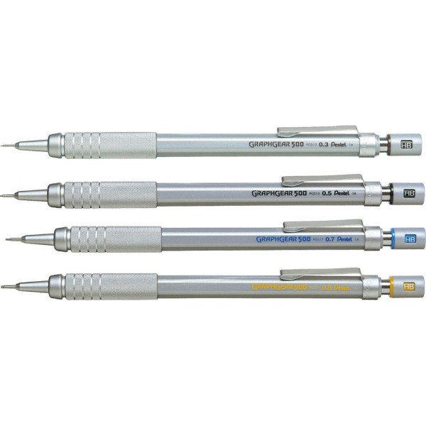 Pentel GraphGear-500 Mechanical Pencil (0.3mm, 0.5mm, 0.7mm, 0.9mm)